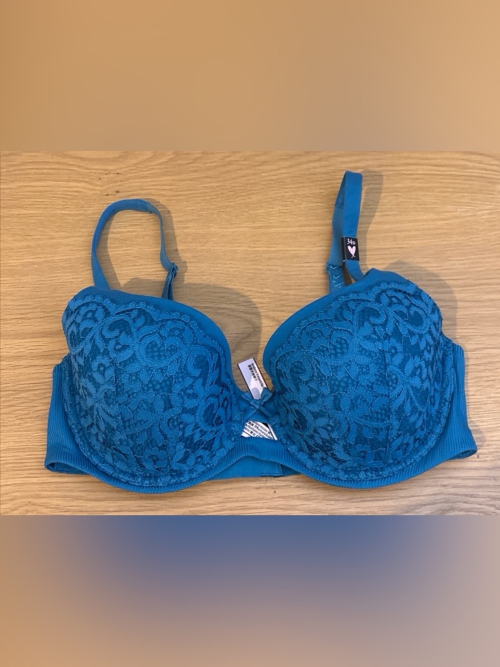 VICTORIA 'S SECRET BODY BY VICTORIA  LINED DEMI BRA Turquoise Sz 34D NEW